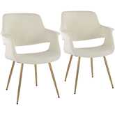 Vintage Flair Dining Accent Chair in Gold & Cream Fabric (Set of 2)